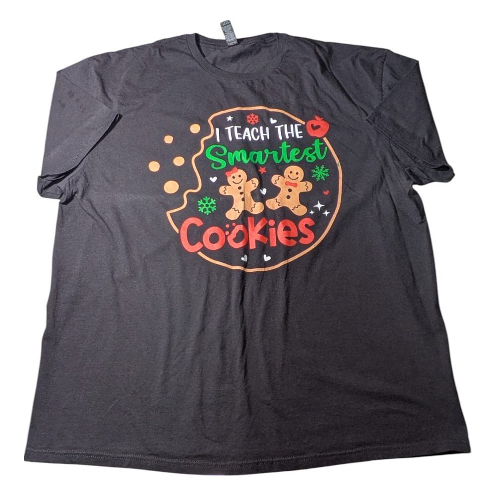 I Teach the Smartest Cookies Gingerbread Teacher Christmas T-Shirt NWOT Size 2XL
